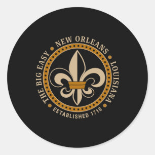 Großes einfaches New Orleans Louisiana Fleur De Li Runder Aufkleber