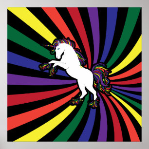 Großes Einhorn-Regenbogen-Poster Poster