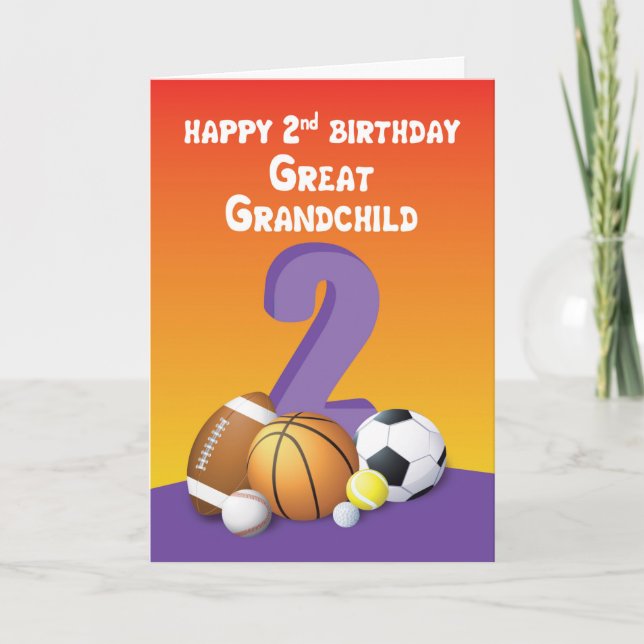 Grosses Enkelkind, Mädchen 2. Geburtstag Sportbäll Karte (Vorderseite)