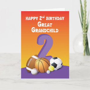 Grosses Enkelkind, Mädchen 2. Geburtstag Sportbäll Karte