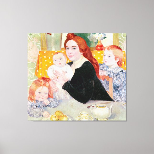 Großes Familienportrait in Blau und Gelb Leinwanddruck (Vorderseite)