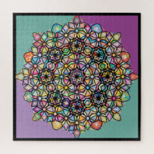 Großes farbiges Mandala 4-Quadrat: Auberginegrün