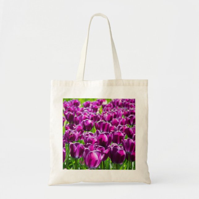Grosses Feld lila Tulpen Tragetasche (Vorne)