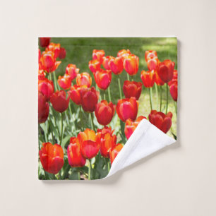 Grosses Feld roter Tulpen Waschlappen