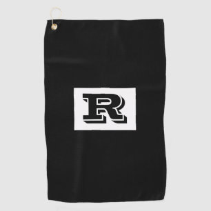 Großes fettes schwarzes Monogramm mit Umrandung, s Golfhandtuch