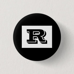 Großes fettes schwarzes umrandetes Monogramm, Schw Button