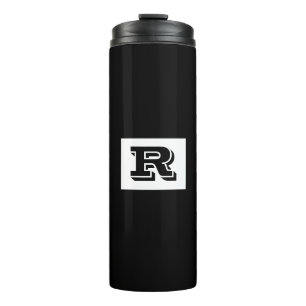 Großes fettes schwarzes umrandetes Monogramm, Schw Thermosbecher