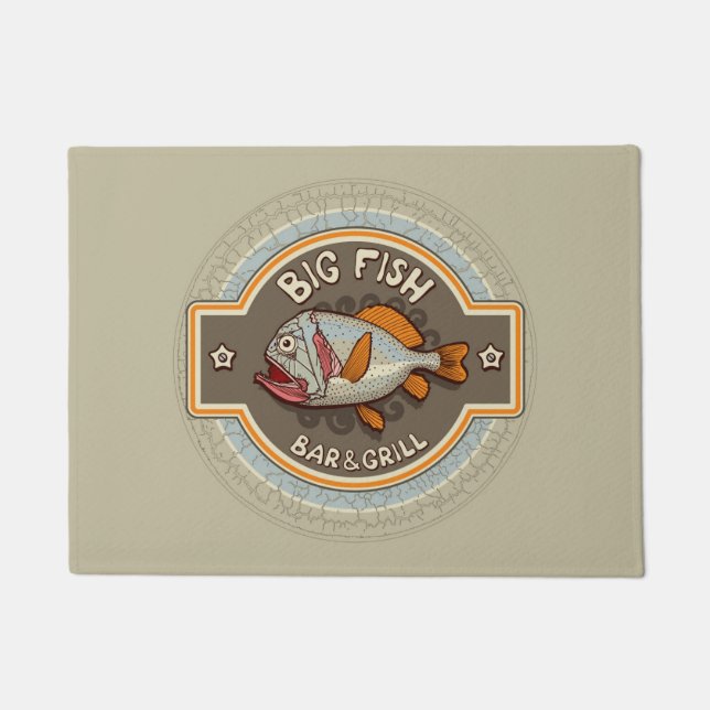 Großes Fisch-Bar und Grill-Plakat Fußmatte (Vorderseite)