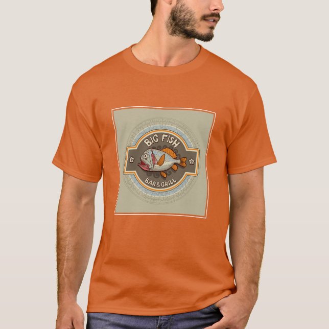 Großes Fisch-Bar und Grill-Plakat T-Shirt (Vorderseite)