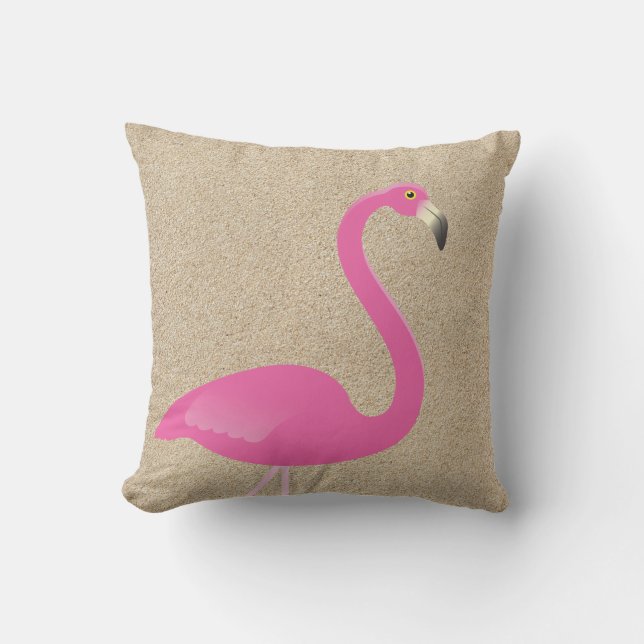 Grosses Flamingo am Strand Sand Außenkissen Kissen Für Draußen (Vorderseite)