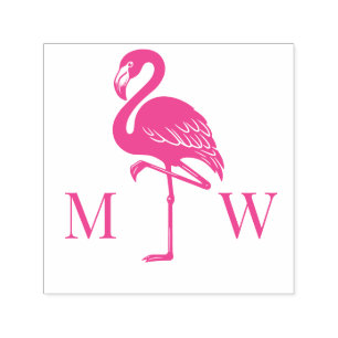 Großes Flamingo-Paar Hochzeit 2 Anfangsmonogramm Permastempel