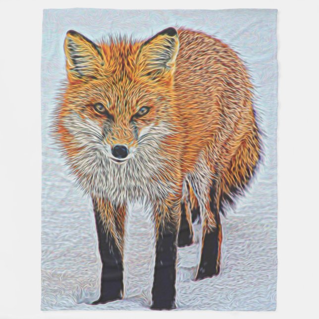 Grosses Fleece Blanket mit schönen Fox Artwork (Vorderseite)