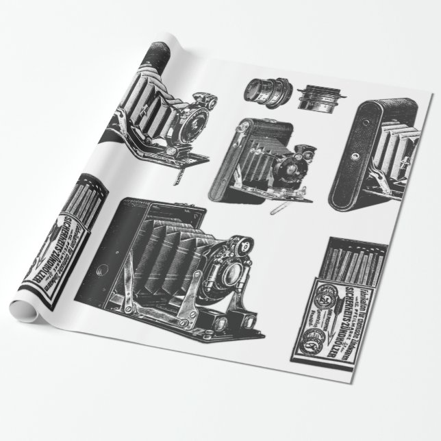 Großes Format-Kameras Vintages Retro Geschenkpapier (Ungerollt)