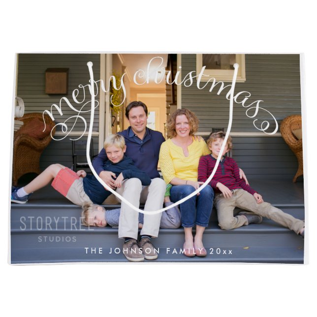 Grosses Foto Frohe Weihnachtsgeschenktaschen Große Geschenktüte (Vorderseite)