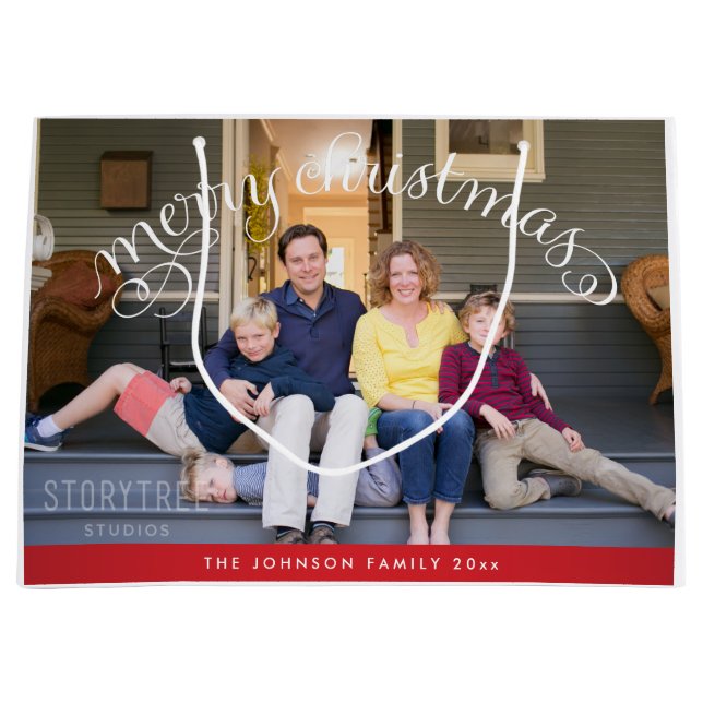 Grosses fröhliches Weihnachts-Foto Große Geschenktüte (Vorderseite)