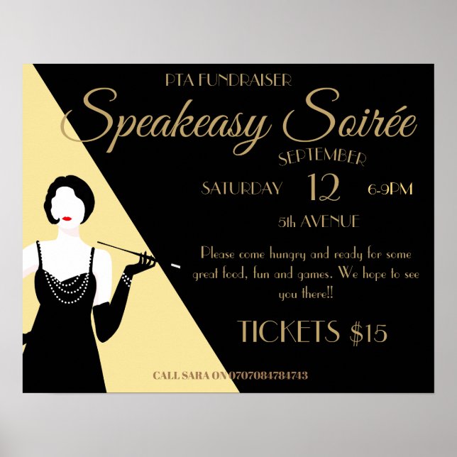 Großes Gatsby 1920er Flapper Party Promo Poster (Vorne)