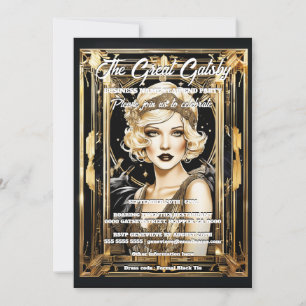 Großes Gatsby Thema Flapper Mädchen blonde 1920er Einladung