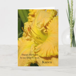 Großes Gelb gekräuselte Taglilie-Blume Karte