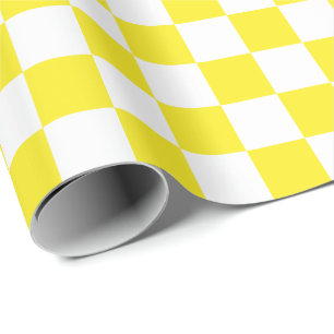 Großes gelbes und weißes Karo-Verpackungs-Papier Geschenkpapier