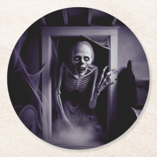 Grosses Ghoul im Attikum! Runder Pappuntersetzer