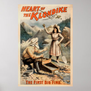 Grosses Gold Nugget gefunden in Klondike 1897 Poster