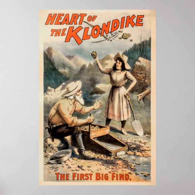 Grosses Gold Nugget gefunden in Klondike 1897 Poster (Vorne)