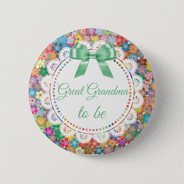 Großes Grandma als Blumenbaby-Showknopf Button (Vorderseite)
