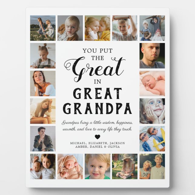 Großes Großvater-Foto Keepake Fotoplatte (Vorderseite)