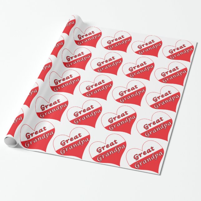 Großes Großvater-Polnisch-Herz Geschenkpapier (Ungerollt)