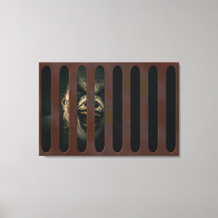 Grosses Halloween Beängstigend Clown im Sturmgrate Leinwanddruck