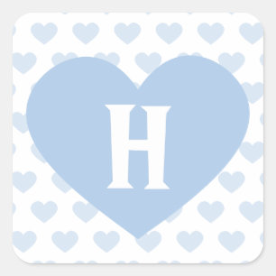 Großes hellblaues Herz - Monogramm Quadratischer Aufkleber