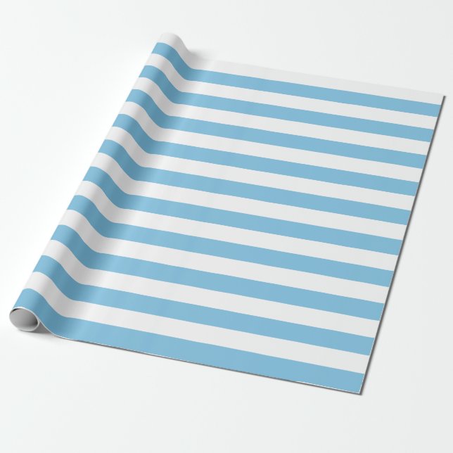 Großes hellblaues und Weiß Stripes Packpapier (Ungerollt)