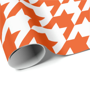 Großes helles orange und weißes Hahnentrittmuste Geschenkpapier