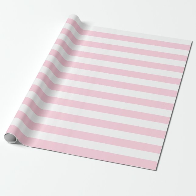 Großes hellrosa und Weiß Stripes Packpapier (Ungerollt)