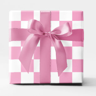 Großes hellrosa und weißes Karomuster Geschenkpapier