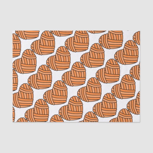 Großes Herz-geformter Ball des Garns (orange) Seidenpapier (Vorderseite)