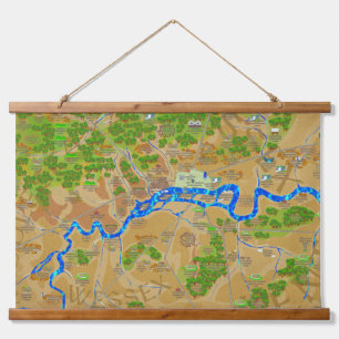 Großes historisches Londoner Tapestry Wandteppich Mit Holzrahmen