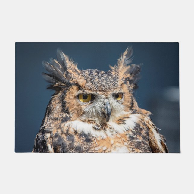 Großes Horned Owl Portrait Fußmatte (Vorderseite)