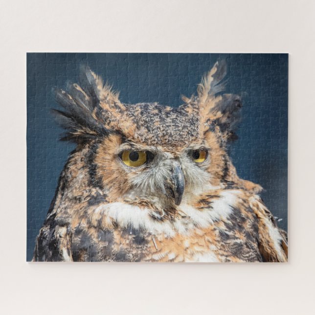 Großes Horned Owl Portrait Puzzle (Horizontal)