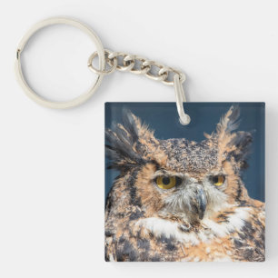 Großes Horned Owl Portrait Schlüsselanhänger