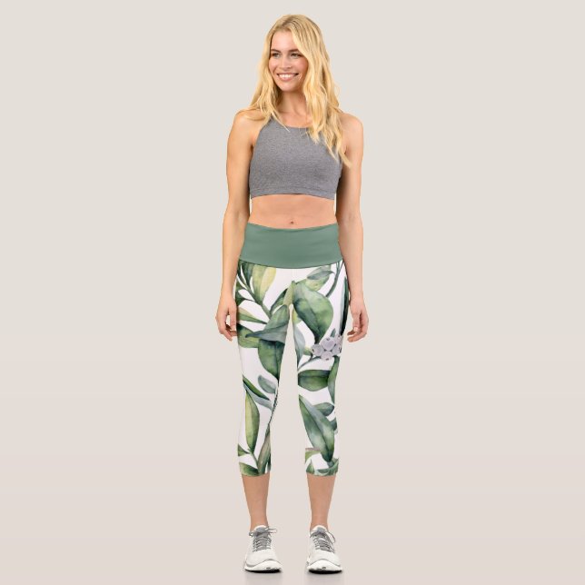 Grosses, kaltes Muster für Wasserfarben Capri Leggings (Vorderseite)