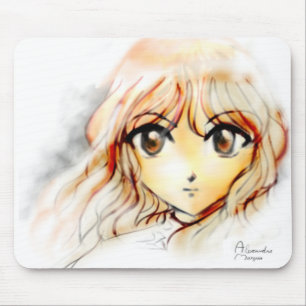 Großes kawaii Augen der Manga Anime-Mädchenskizz Mousepad
