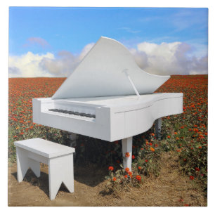 Großes Klavier auf zinniaischem Feld Fliese