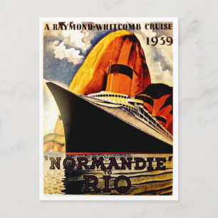 Grosses Kreuzfahrtschiff von der Normandie nach Ri Postkarte