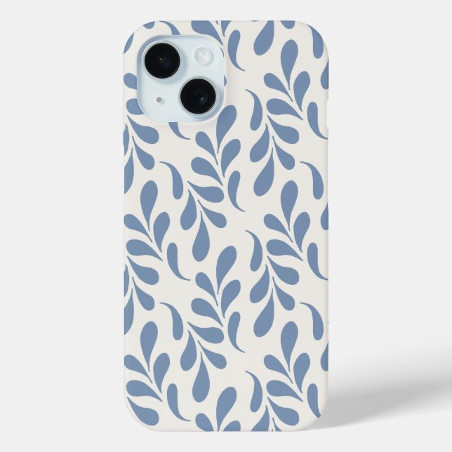 Großes Küstenblau-Botanisches-Blattmuster Case-Mate iPhone Hülle (Rückseite)