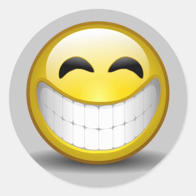 Großes Lächeln Runder Aufkleber (Vorderseite)