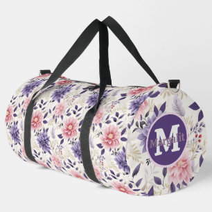Großes lila rosa Blumenmuster Duffle Bag