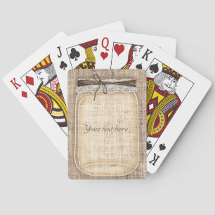 Großes MASON-Glas mit Jute & Spitze Rustikale benu Spielkarten