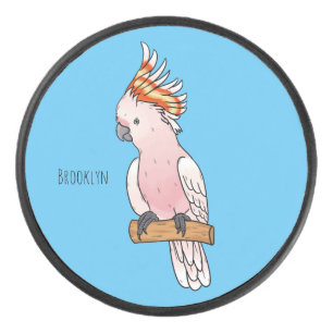 Großes Mitchell-Cockatovogel-Cartoon Eishockey Puck