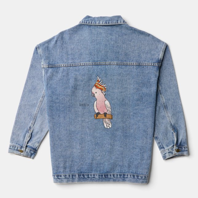 Großes Mitchell-Cockatovogel-Cartoon Jeansjacke (Rückseite)